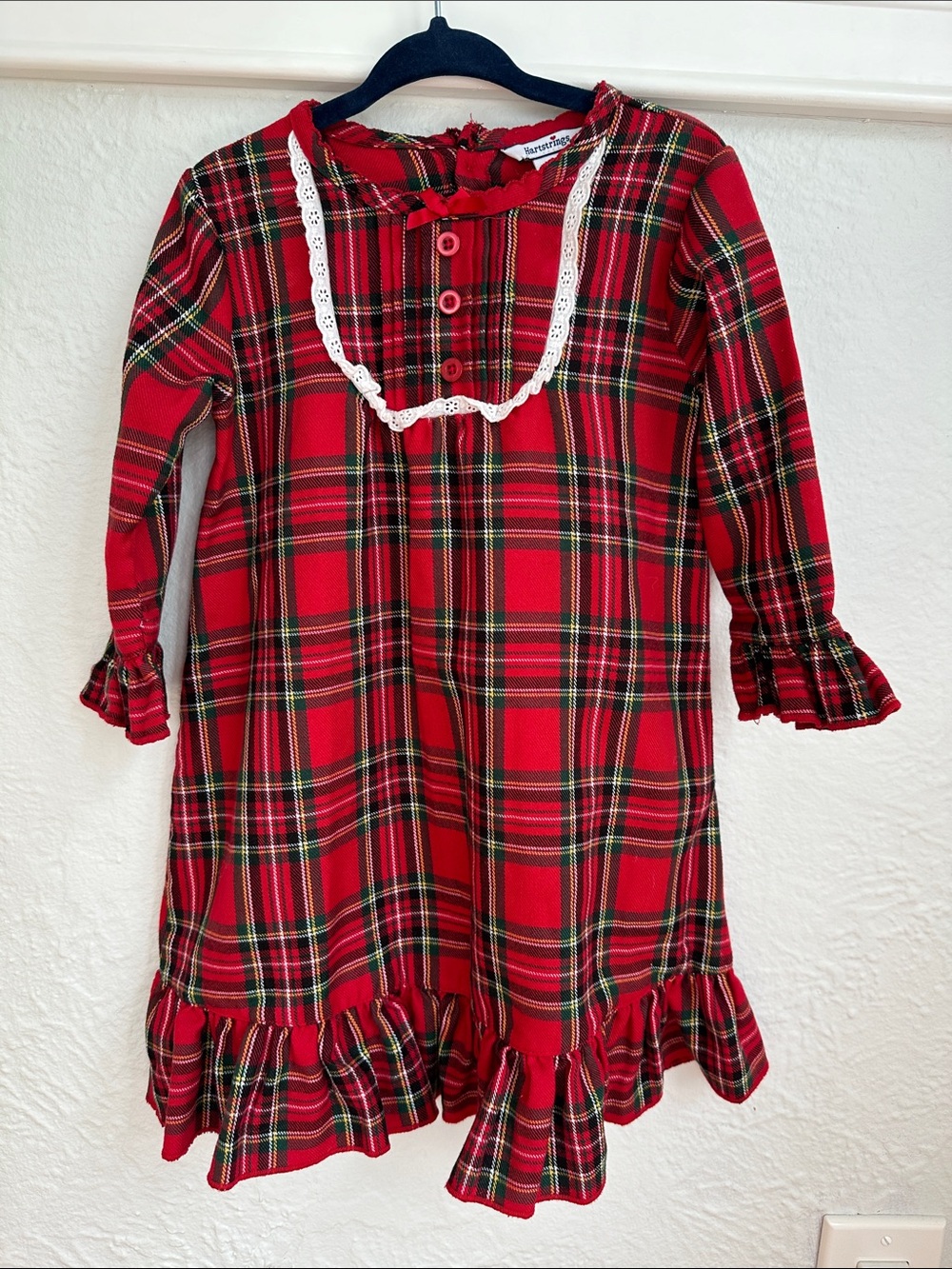 Hartstrings Red Plaid Ruffled Girls' Nightgown
